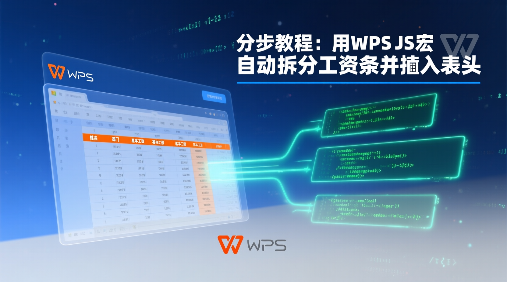分步教程:用WPS JS宏自动拆分工资条并插入表头